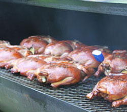 ten smoked whole chickens