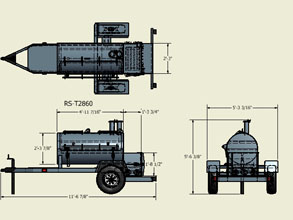 Sketch showing dimensions of the smoke cooker RealSmoker